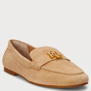 $450 Ralph Lauren AVERI III SUEDE LOAFER - Slip-ons RLL Logo Beige Gold NEW 9.5U